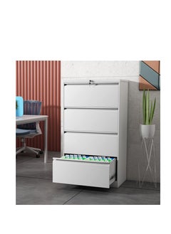 Protector Lateral File Cabinet 4 Drawer, White Filing Cabinet with Lock, Lockable File Cabinet for Home Office, Locking Metal File Cabinet for Legal/Letter/A4/F4 Size with Hanging Bars&Key (Fully assembled)  - Image 2