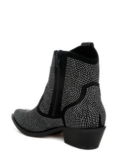 London Rag Rhinestones Embellished Cowboy Boots in Black  - Image 3