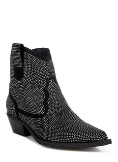 London Rag Rhinestones Embellished Cowboy Boots in Black  - Image 2