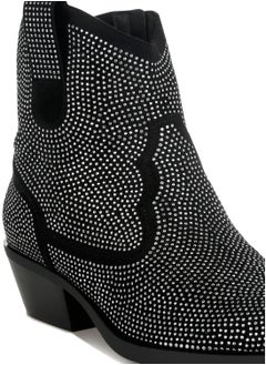London Rag Rhinestones Embellished Cowboy Boots in Black  - Image 5