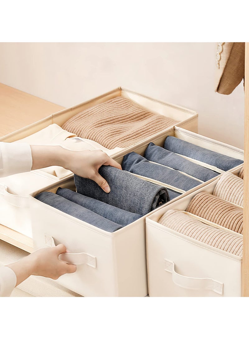 Zikra Wardrobe Clothes Organizer, Foldable Clothes Organizer with 7 Grids, Washable Drawer Jeans Organizer, Linen Closet Organizer with Reinforced Handles for Jeans, Pants, Clothes, T-shirts - Image 2