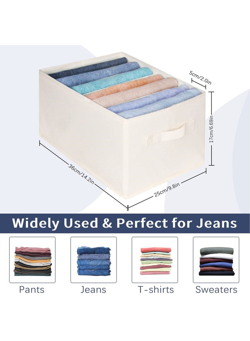 Zikra Wardrobe Clothes Organizer, Foldable Clothes Organizer with 7 Grids, Washable Drawer Jeans Organizer, Linen Closet Organizer with Reinforced Handles for Jeans, Pants, Clothes, T-shirts - Image 5