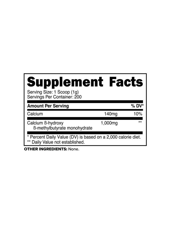 Primaforce HMB Supplement Powder (200g) (Unflavored) - Pure Calcium Beta-Hydroxy Beta-Methylbutrate - Image 2