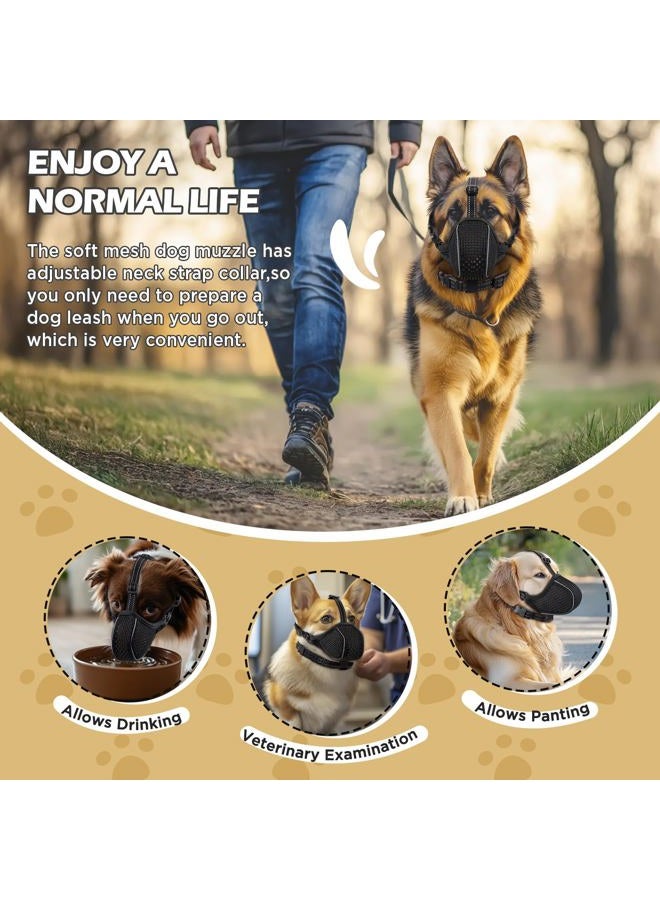 BONTHEE Dog Muzzle,Soft Nylon Muzzles Anti Biting Barking Chewing,Breathable Reflective Adjustable Loop Pets for Small Medium Large Sized Dogs,Allows Panting and Drinking(Black XL) - Image 5