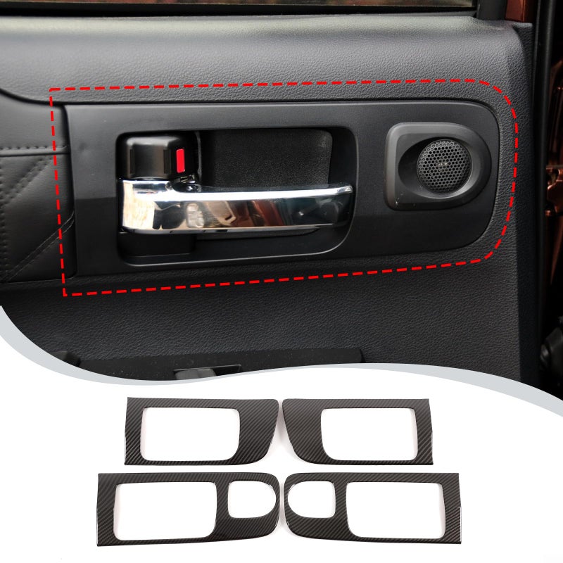 LLKUANG Car Inner Door Handle Frame Panel Cover Trim for Toyota Tundra 20142021 Interior Accessories Not fit Double Cab Model Carbon Fiber Pattern Low Configuration - Image 2