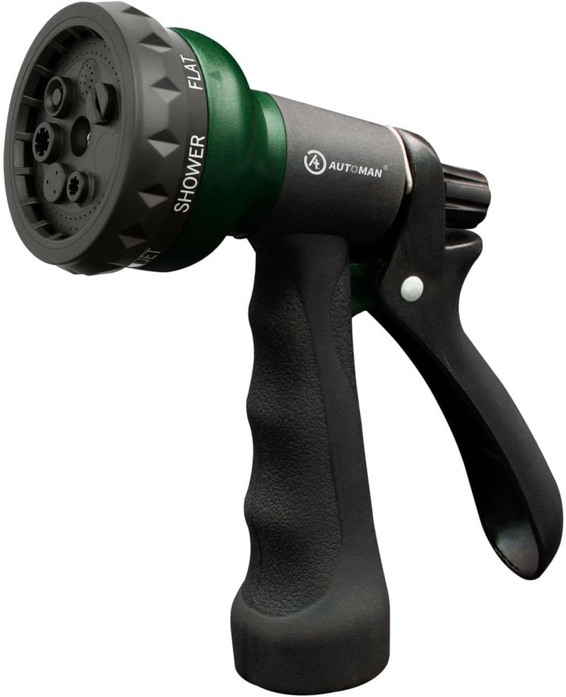 AUTOMAN Garden Hose Nozzle, Water Sprayer Nozzle with 7 Adjustable Watering Patterns,Slip Resistant Nozzle for Plants,Lawn,Washing Cars,Window Cleaning,Showering Pets & Outdoor Fun. - Image 1