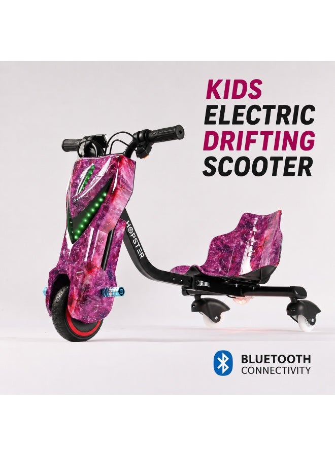 Hopster Kid's Advanced Electric Drift Scooter for Kids with 180W Motor, Medium 6.5 inch wheel, Comfortable Racing Seat, Rear Drift Wheel System, Long-Lasting Rechargeable Battery, Purple - Image 4