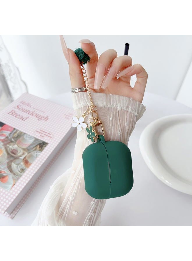 OTOPO Cute Green Case for Samsung Galaxy Bud 3/Buds 3 Pro Cover for Girl Women with Pom pom Flower Keychain & Cleaner Pen, Soft Silicone Galaxy Buds Pro 3/Buds3 Protective Cover Skin (2024) - Image 2