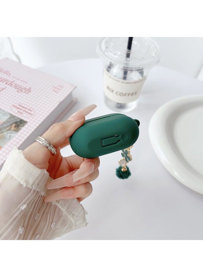 OTOPO Cute Green Case for Samsung Galaxy Bud 3/Buds 3 Pro Cover for Girl Women with Pom pom Flower Keychain & Cleaner Pen, Soft Silicone Galaxy Buds Pro 3/Buds3 Protective Cover Skin (2024) - Image 4