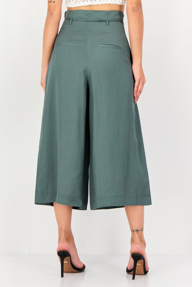 VERO MODA سروال نسائي عريض بقصة عادية، زيتوني - Image 3