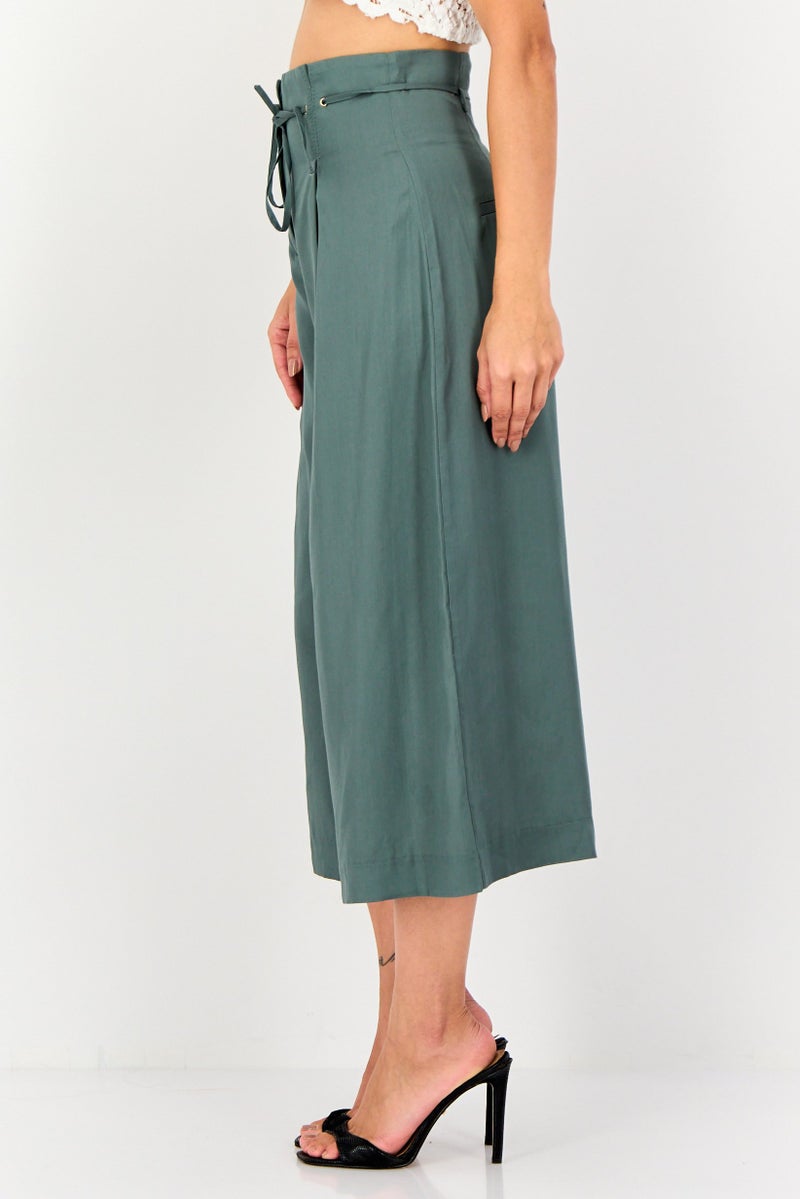 VERO MODA سروال نسائي عريض بقصة عادية، زيتوني - Image 4