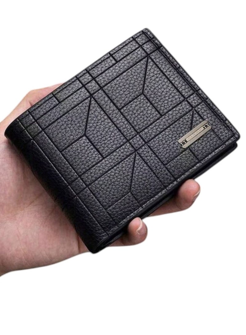 Men's Leather Wallet Simple Design Bifold Business Anti-Theft Credit Card Holder and Money Pocket - Image 1