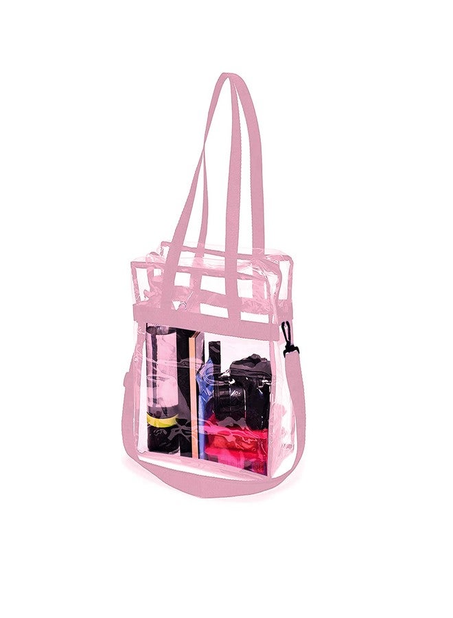 Lify Bags For Less Clear Tote Stadium Approved With Handles And Zipper, Transparent Bag Fashionable Functional Chic Travel Events, Lightweight 12 Inch X 12 Inch X 6 Inch- 1 Piece (Baby Pink) - Image 1