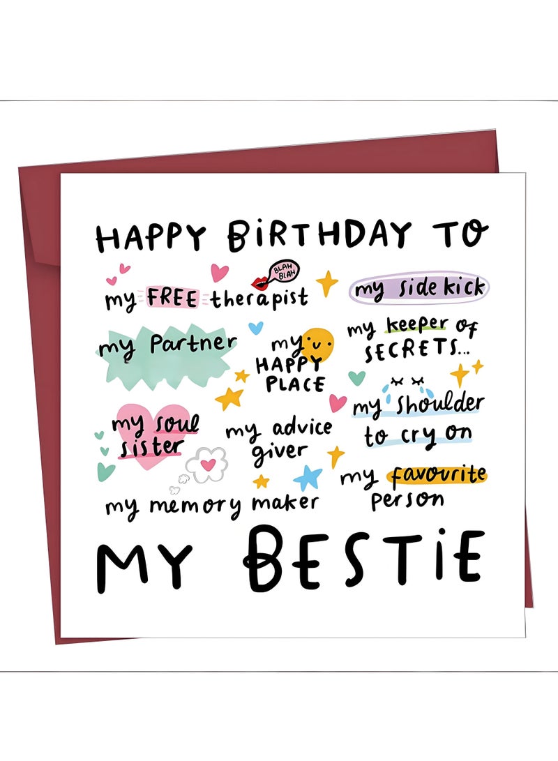 Funny Best Friend Birthday Card, Friendship Card For Men Women, Cute Best Friend Card, Friendship Thank You Card For Men & Women, Birthday Card With Envelope For Sisters, Nieces, And Mothers - Image 1