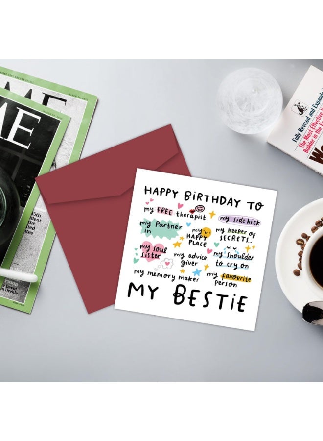 Funny Best Friend Birthday Card, Friendship Card For Men Women, Cute Best Friend Card, Friendship Thank You Card For Men & Women, Birthday Card With Envelope For Sisters, Nieces, And Mothers - Image 5