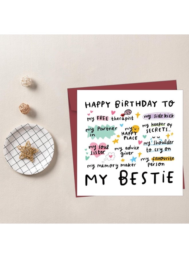 Funny Best Friend Birthday Card, Friendship Card For Men Women, Cute Best Friend Card, Friendship Thank You Card For Men & Women, Birthday Card With Envelope For Sisters, Nieces, And Mothers - Image 3