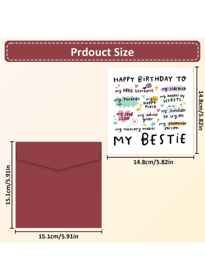 Funny Best Friend Birthday Card, Friendship Card For Men Women, Cute Best Friend Card, Friendship Thank You Card For Men & Women, Birthday Card With Envelope For Sisters, Nieces, And Mothers - Image 4