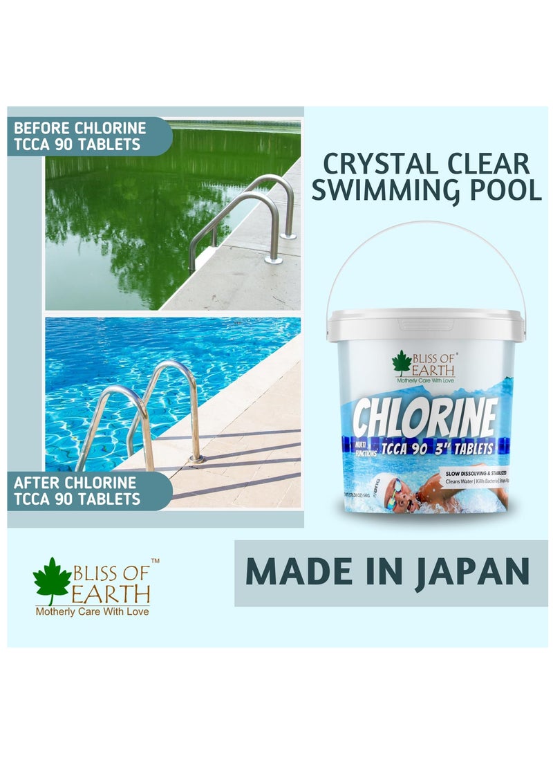 BLISS OF EARTH - Bliss of Earth Multifunctional Chlorine Tablets For Pool 3 Size Chlorine Tablets For Water Tank Japanese Tablets For Fountain Kills Bacteria & Stops Algae Pool Disinfectant 5KG - Image 1