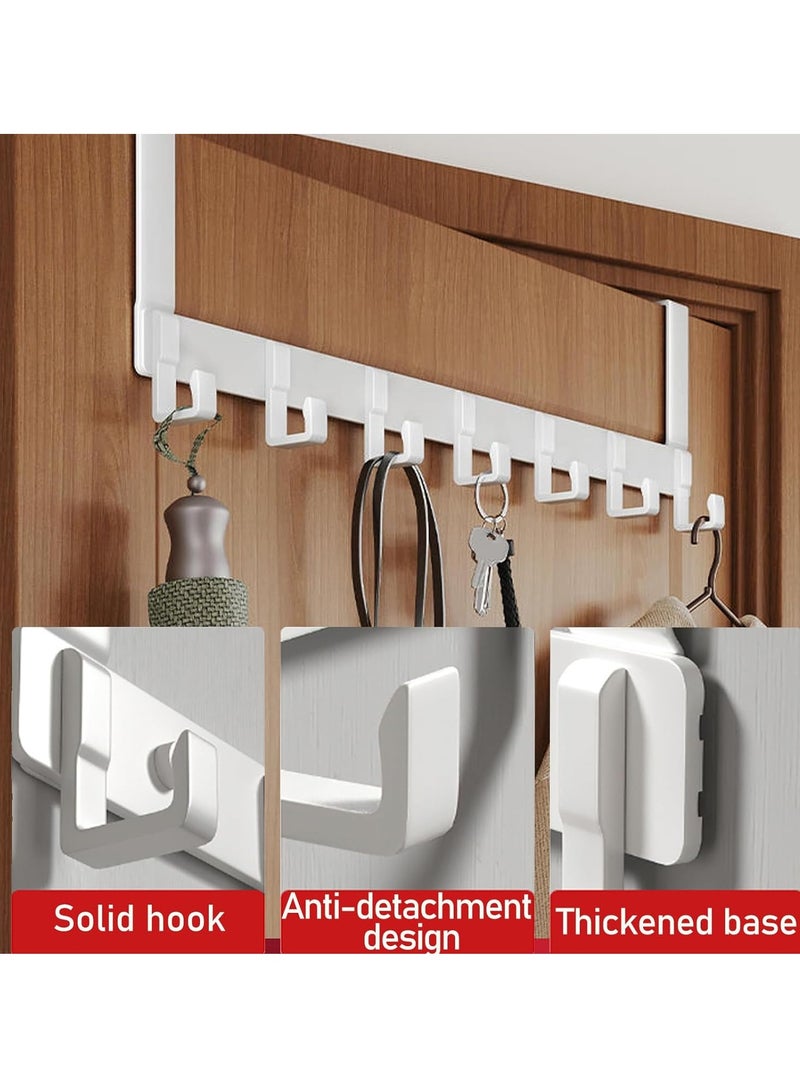 Door Hanger Over The Door Hook Moving 7-Hooks Over Door Coat Rack for Hanging Aluminum Heavy Duty Door Organizer for Towels Clothes Hats Bag Behind Back of Door Bathroom White  - Image 5