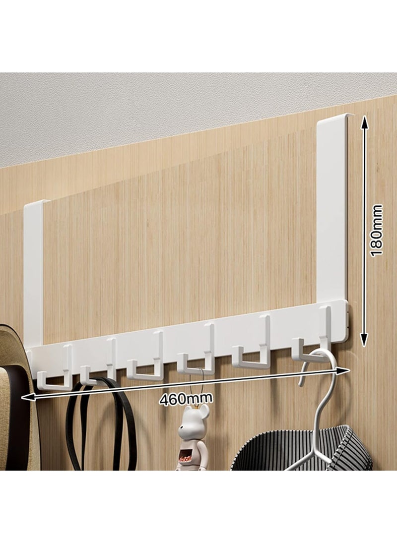 Door Hanger Over The Door Hook Moving 7-Hooks Over Door Coat Rack for Hanging Aluminum Heavy Duty Door Organizer for Towels Clothes Hats Bag Behind Back of Door Bathroom White  - Image 3