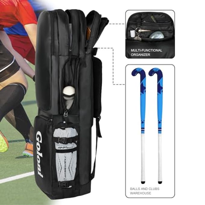 Goloni 4 Stick Field Hockey Bag,Backpack With Independent Shoe Pouch & Multiple Pockets, Fits All Field Hockey Gear - Image 3