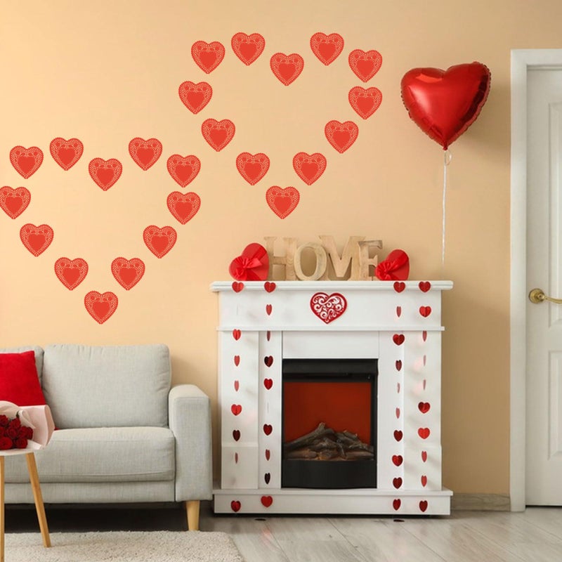 YOUDRN Valentine's Day Heart Craft Gift 100 Pcs Heart Doilies 6 Inch Heart Lace Paper Doilies Red Pink White Lace Cutouts Paper Doilies Crafts Valentines Day Party Decor Wedding Decoration - Image 4