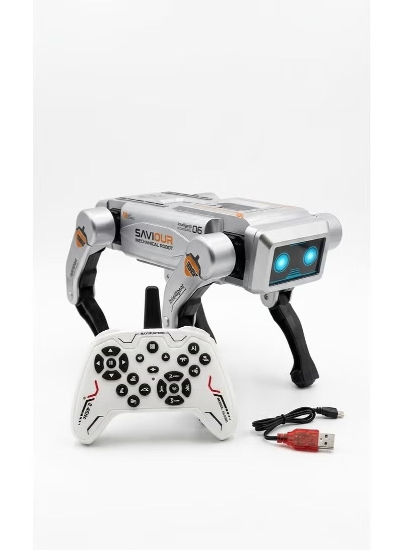 Saviour AI Smart Robot Dog – Programmable Remote Control Interactive Pet with Voice Command & LED Effects – White/Blue - Image 2