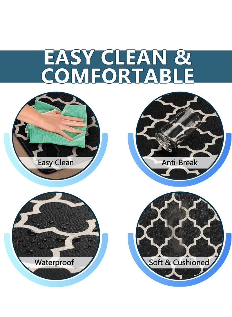 PA Kitchen Mat Cushioned Anti-Fatigue Kitchen Rug  Heavy Duty PVC Ergonomic Comfort Floor Mat Non Slip Waterproof Standing Foam Mat Suitable for Kitchen Laundry Bathroom Living Room
