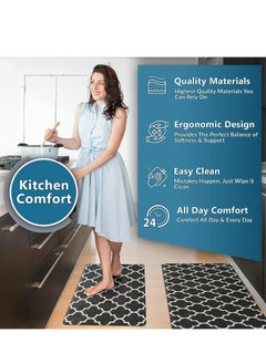 Mi VAZA PA Kitchen Mat Cushioned Anti-Fatigue Kitchen Rug  Heavy Duty PVC Ergonomic Comfort Floor Mat Non Slip Waterproof Standing Foam Mat Suitable for Kitchen Laundry Bathroom Living Room  - Image 2