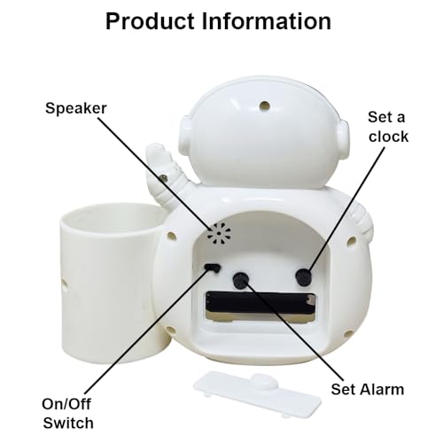 PARTEET Astronaut Alarm Clock with Pen Holder for Kids, Bedroom Astronaut Alarm Clock, Birthday Party Return Gifts for Kids - Image 2