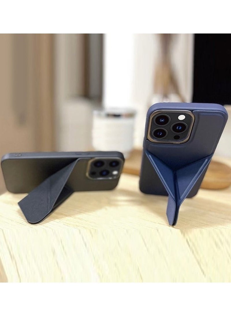 Kajsa - iPhone 13 Pro Preppie Collection Origami Case Cover with Folding Stand Blue - Image 1