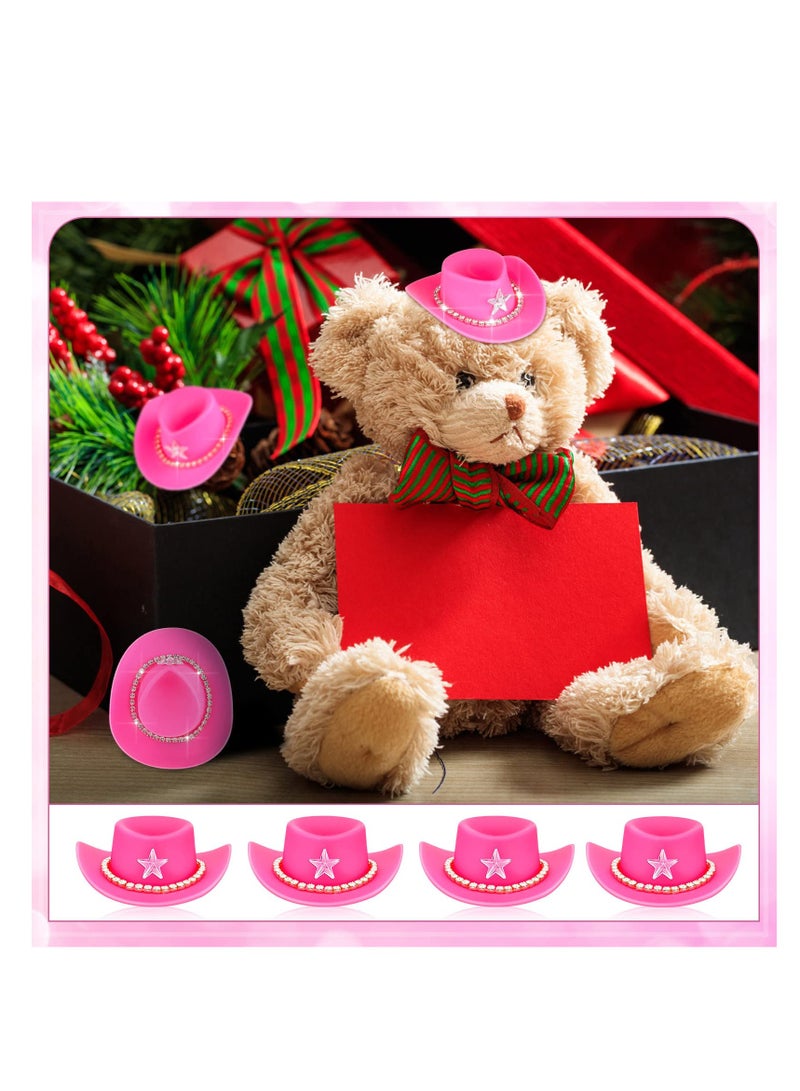 SYOSI Mini Cowboy Hat Plastic Mini Western Cowgirl Hat Pink Cowboy Hat Cute Miniature Hat for Party Decoration Accessories Toy Doll Dress Play House Games (20 Pcs) - Image 3