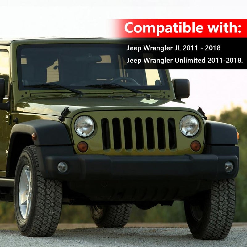 دعامات ارتداد الغطا�� المتوافقة مع طرازات Wrangler JK&Unlimited للفترة من 2011 إلى 2018، لدعم رفع الغطاء الأمامي للمحرك، مصنوعة من الفولاذ المقاوم للصدأ، نظام تثبيت بالبراغي (جميع المكونات سوداء اللون). - Image 3