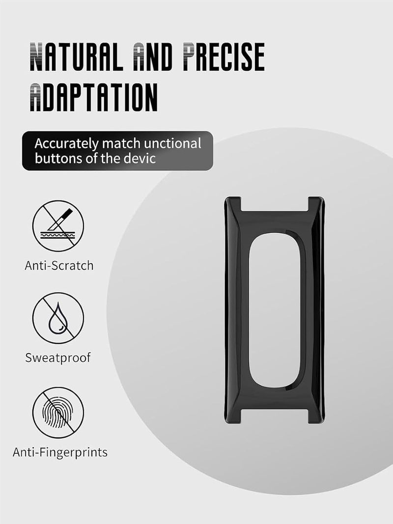 3PC Protective Watch Case with Connection Adapter Compatible with Google Fitbit Air,Lightweight PC Shockproof Cover Easy to Install,Accurate Hole Positioning (Matte Black+BLACK+SILVCER) - Image 5