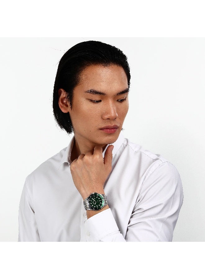 Chronostar Men's Green Round Analog Dial with Silver Stainless Steel Band Watch - 43mm - R3753318004 - Image 5