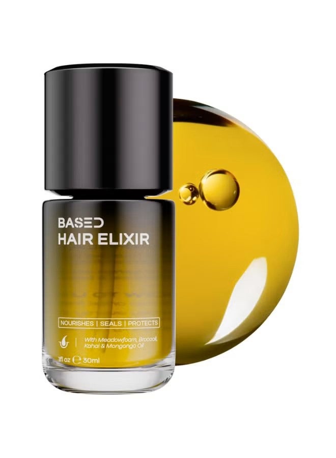 Based Hair Elixir - Weightless Shine Serum with Heat Protection, Controls Frizz & Flyaways, Nourishes with Meadowfoam & Mongongo Oils, Non-Toxic Formula for All Hair Types (1 Fl Oz/30ml, Pack of 1) - Image 1
