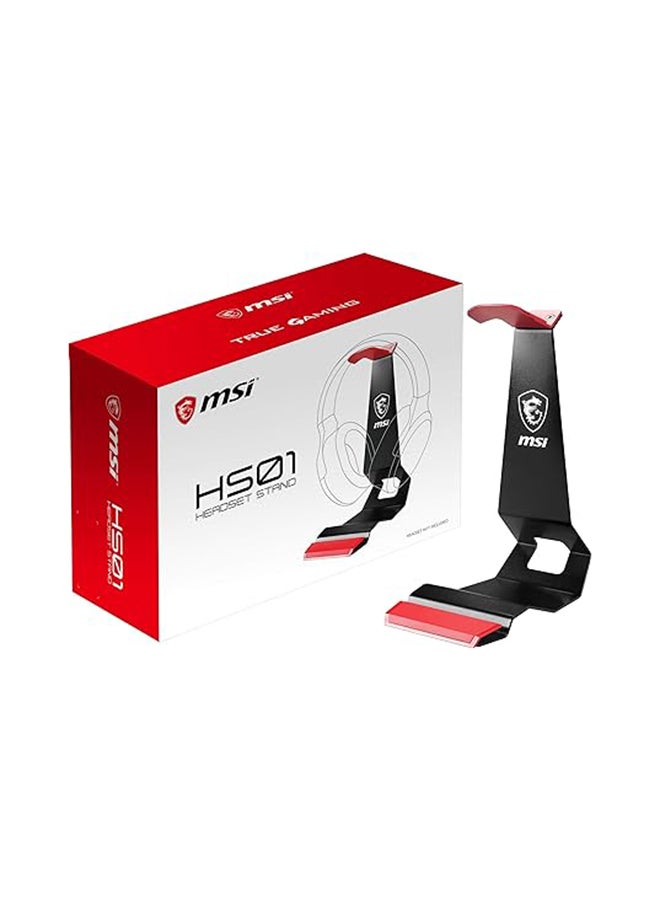 MSI Hs01 Headset Stand - Solid Metallic Design, Stable Headset Hanger, Sturdy Cell Phone Holder, Non-Slip Base Black/Red - Image 1