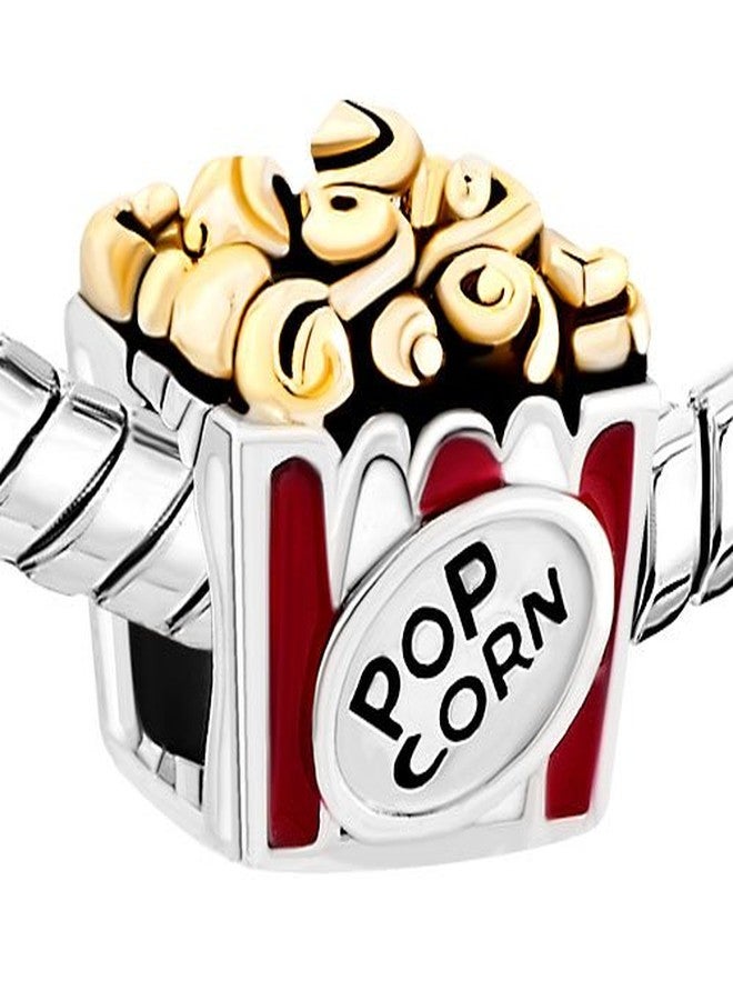 QueenCharms Hot Food Popcorn for Movies European Bead Charm for Bracelet - Image 2