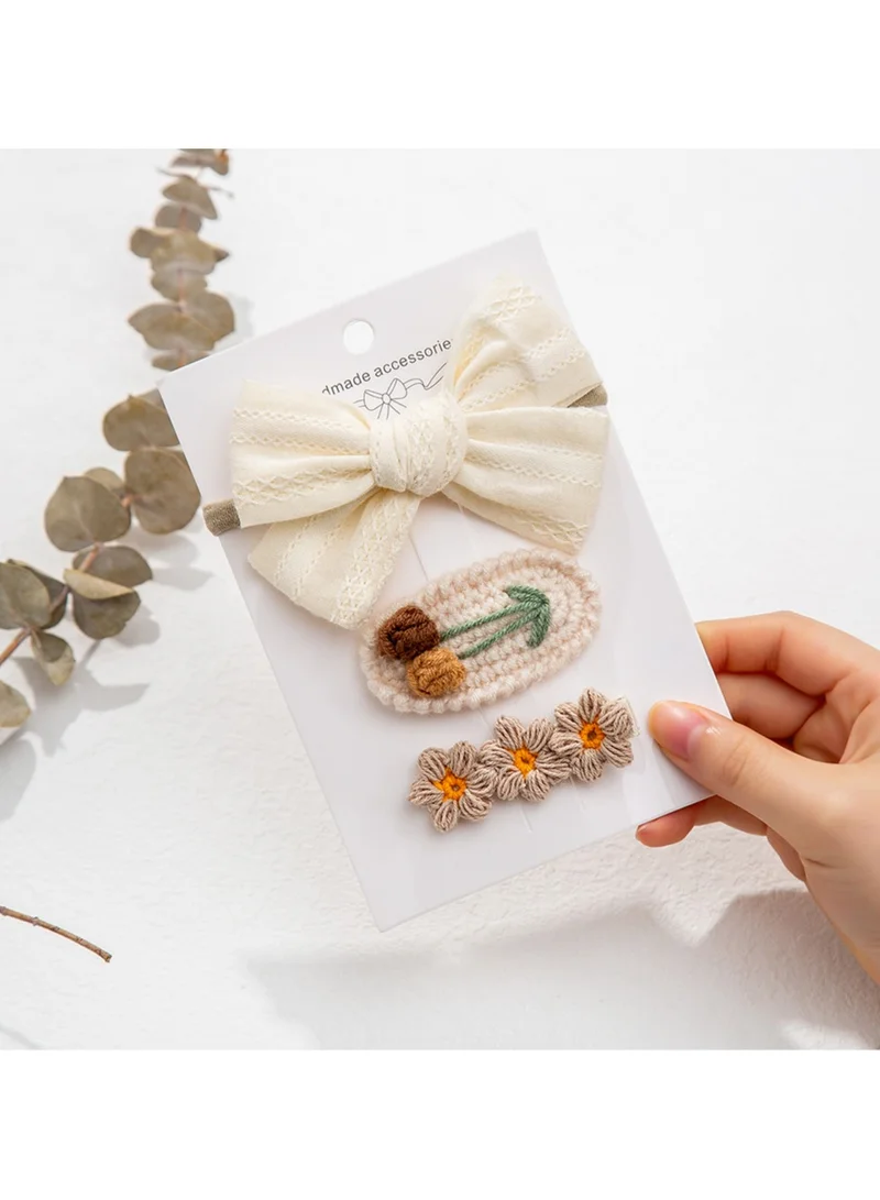 D'Daniela Angela Ribbon Bow Clip Set For Babies and Girls - White