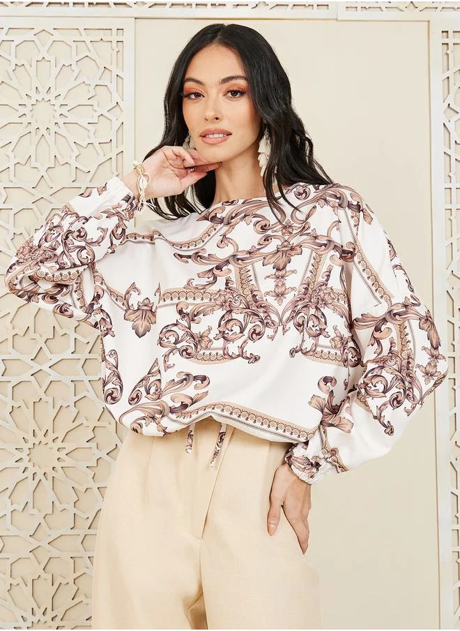 ستايلي Paisley Print Batwing Sleeves Blouse