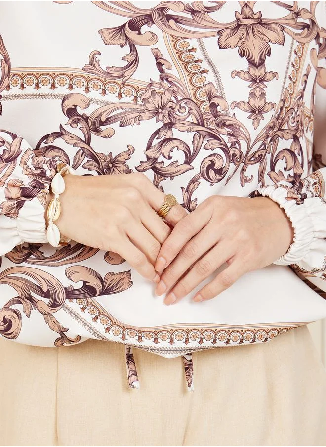 ستايلي Paisley Print Batwing Sleeves Blouse