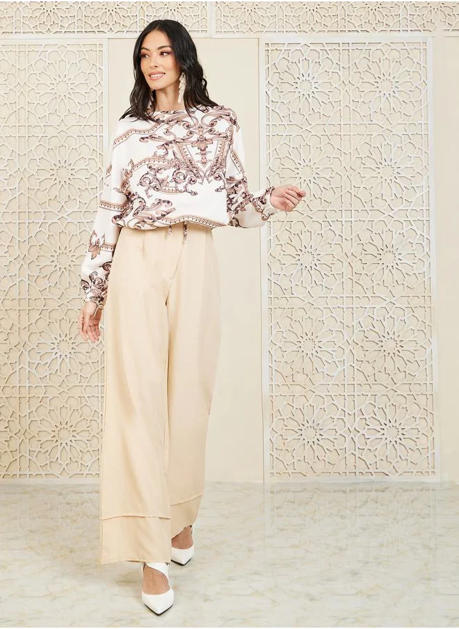 ستايلي Paisley Print Batwing Sleeves Blouse