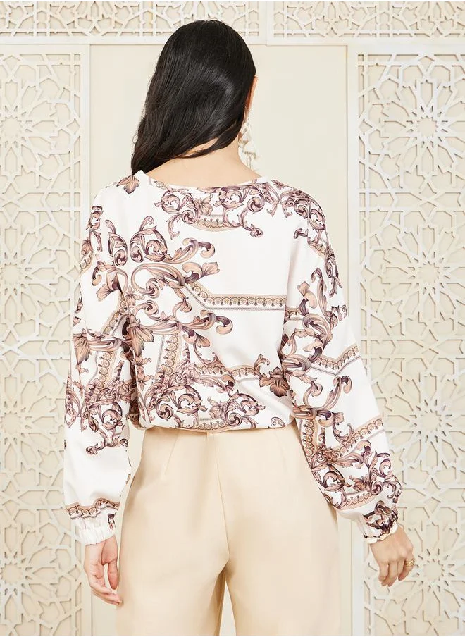 ستايلي Paisley Print Batwing Sleeves Blouse