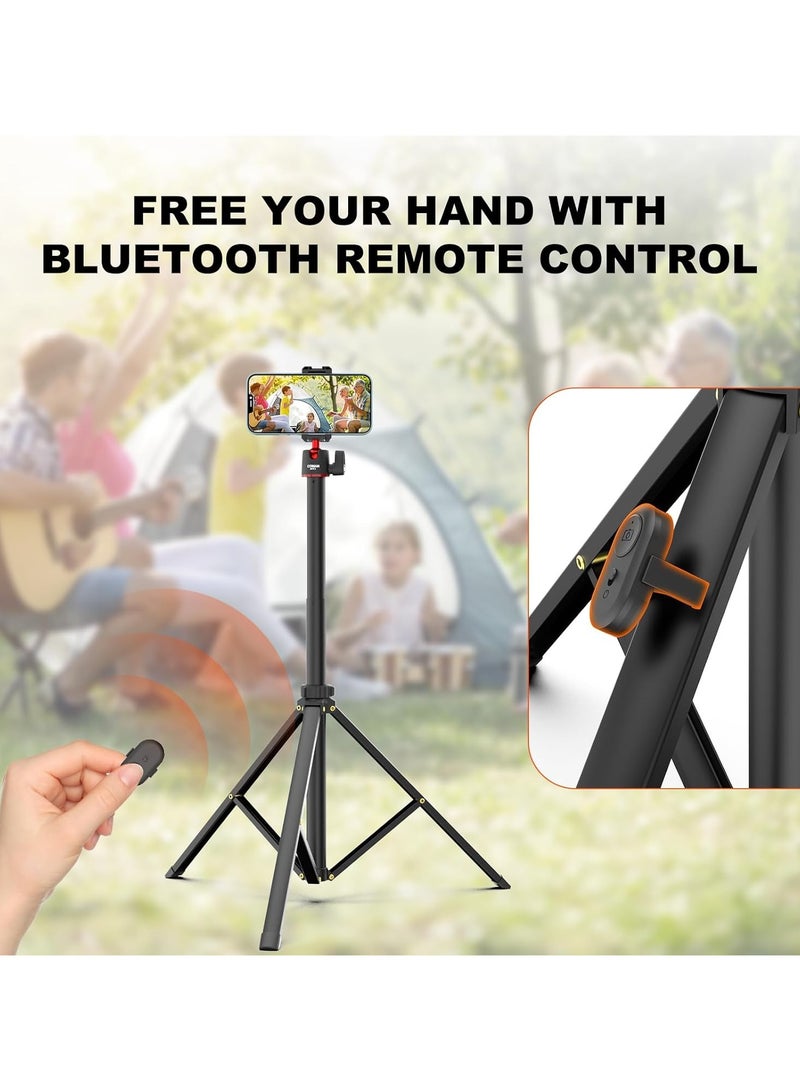 COMAN COMAN 74.8'' Extendable Phone Tripod, Camera Tripod Stand Portable Tall Tripod with 2 in 1 Phone Holder, 360° Ball Head Aluminum Cell Phone Tripod - Image 4