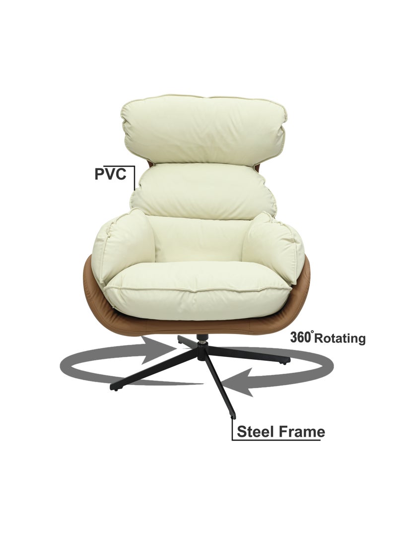 Multi Home Furniture Modern Luxe leisure chair MH-1022- Brown white with more Cushioning and more comfortable and breathable design (brown white)  - Image 1