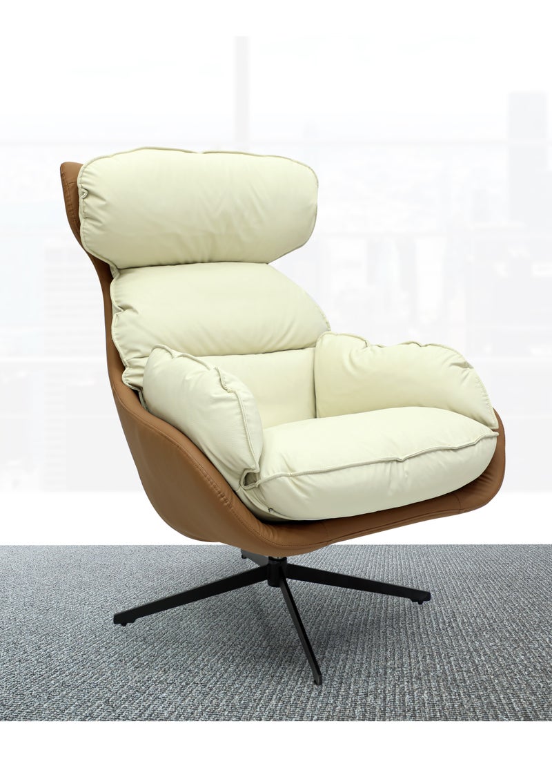 Multi Home Furniture Modern Luxe leisure chair MH-1022- Brown white with more Cushioning and more comfortable and breathable design (brown white)  - Image 2