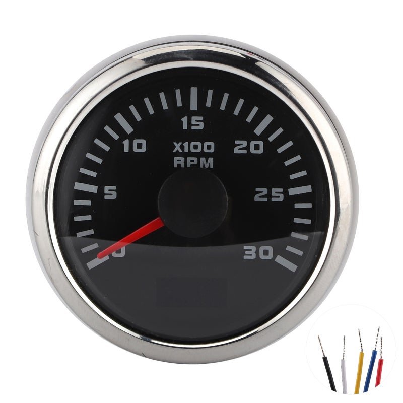 52mm LCD Tachometer 3000RPM for Car Motorcycle - Stepper Motor Drive Pointer IP67 Waterproof RPM Gauge for Outboard Motor Engineering Machinery Modification - Image 1