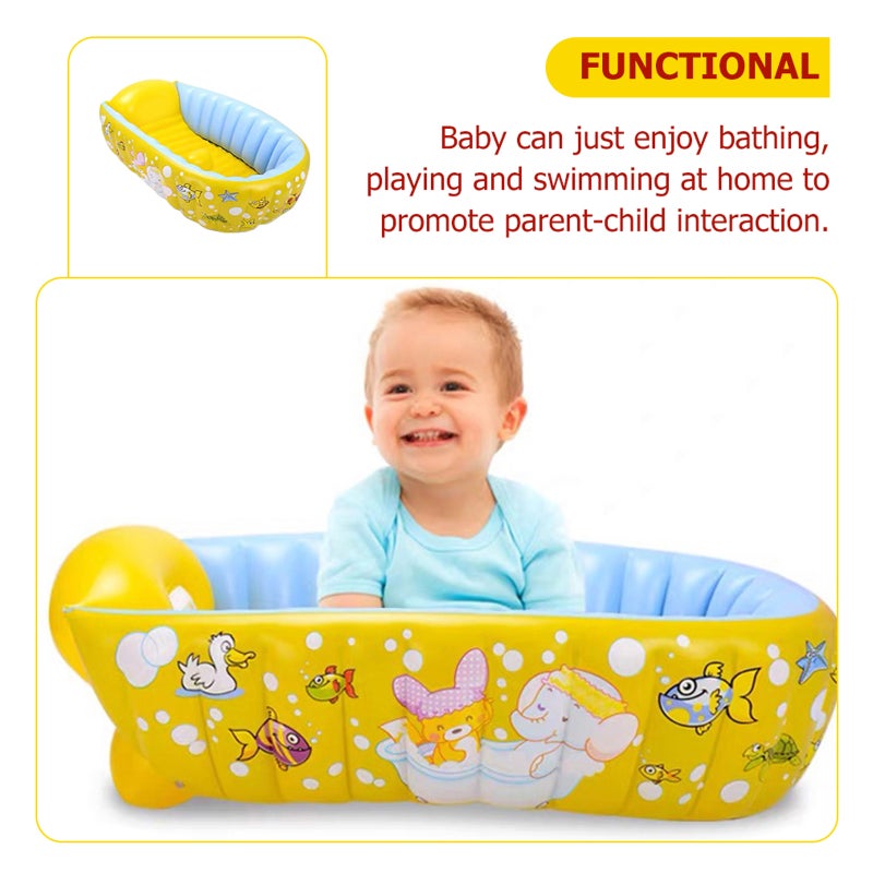 🧸 حوض استحمام قابل للنفخ للاستخدام الداخلي مقاس 90 55 سنتيمتر أصفر قطعة واحدة - Image 5