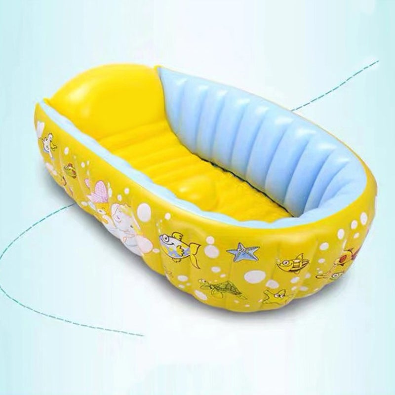 🧸 حوض استحمام قابل للنفخ للاستخدام الداخلي مقاس 90 55 سنتيمتر أصفر قطعة واحدة - Image 3