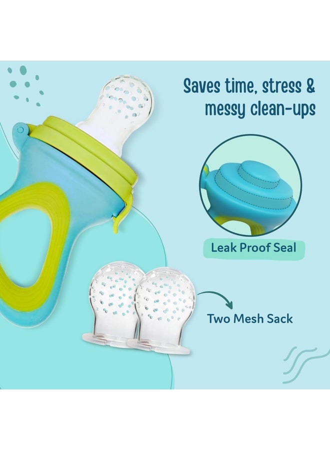 Luvlap Silicone Food/Fruit Nibbler with Extra Mesh, Soft Pacifier/Feeder, Teether for Infant Baby, Infant, Elegant Blue, BPA Free - Image 5